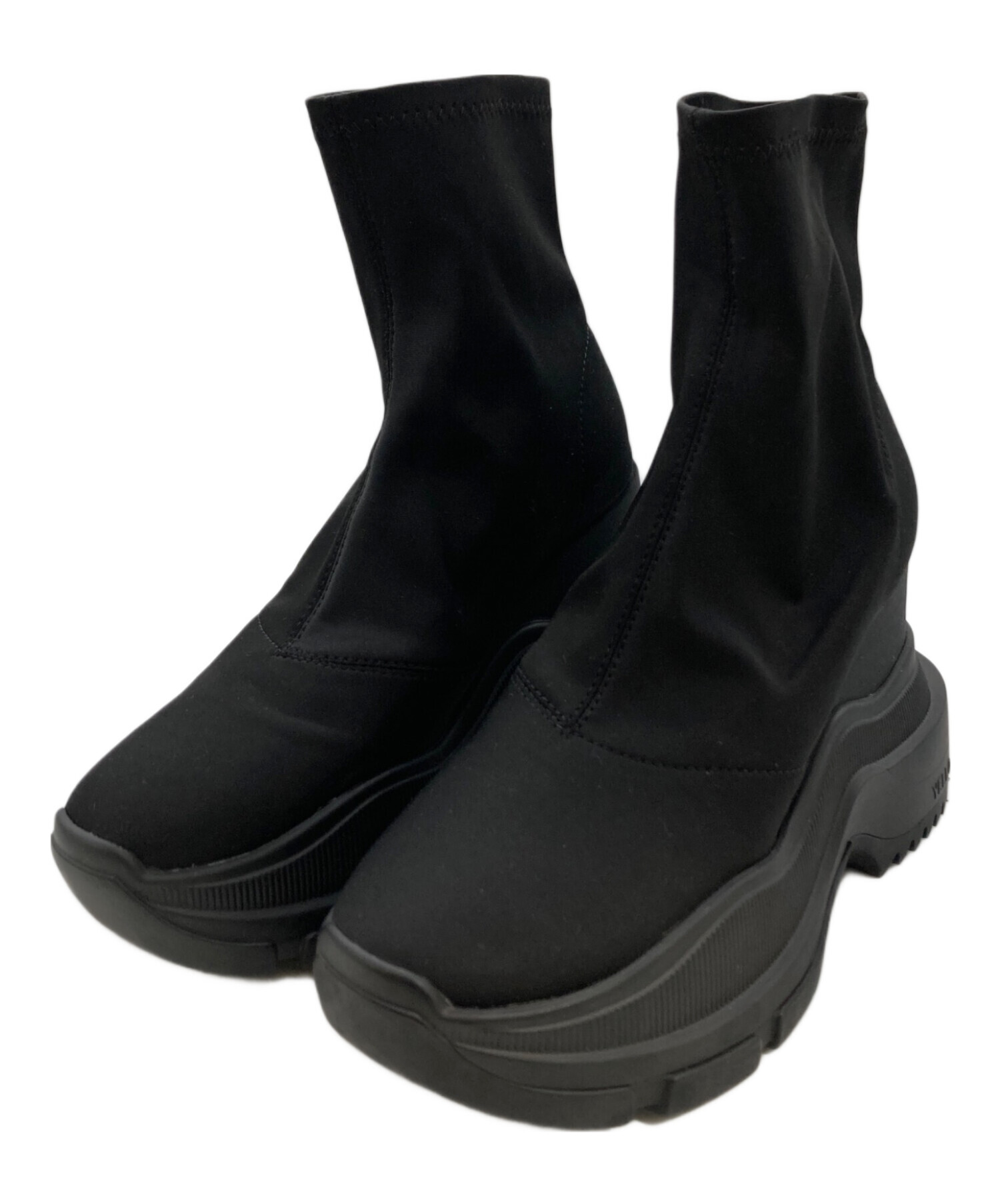 中古・古着通販】YELLO (イエロ) TOKYO BLACK WEDGE HEEL SHORT BOOTS