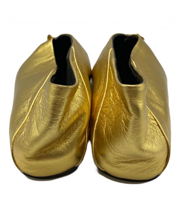 JIL SANDER ゴールド フラットシューズ　38 中古・古着通販】JIL SANDER (ジルサンダー) バレリーナフラット