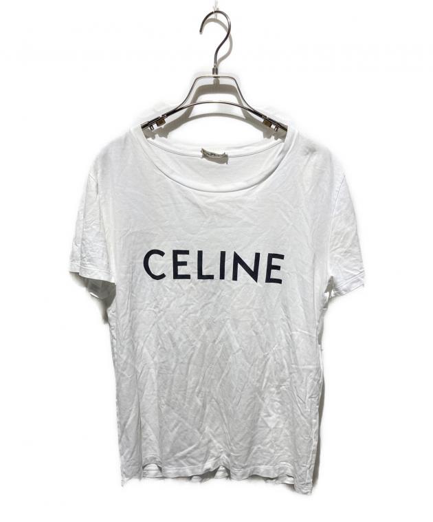 【新品・未使用】ノベルティCELINE ホワイト ロゴ Tシャツ 中古・古着通販】CELINE (セリーヌ) ロゴプリントTシャツ ホワイト