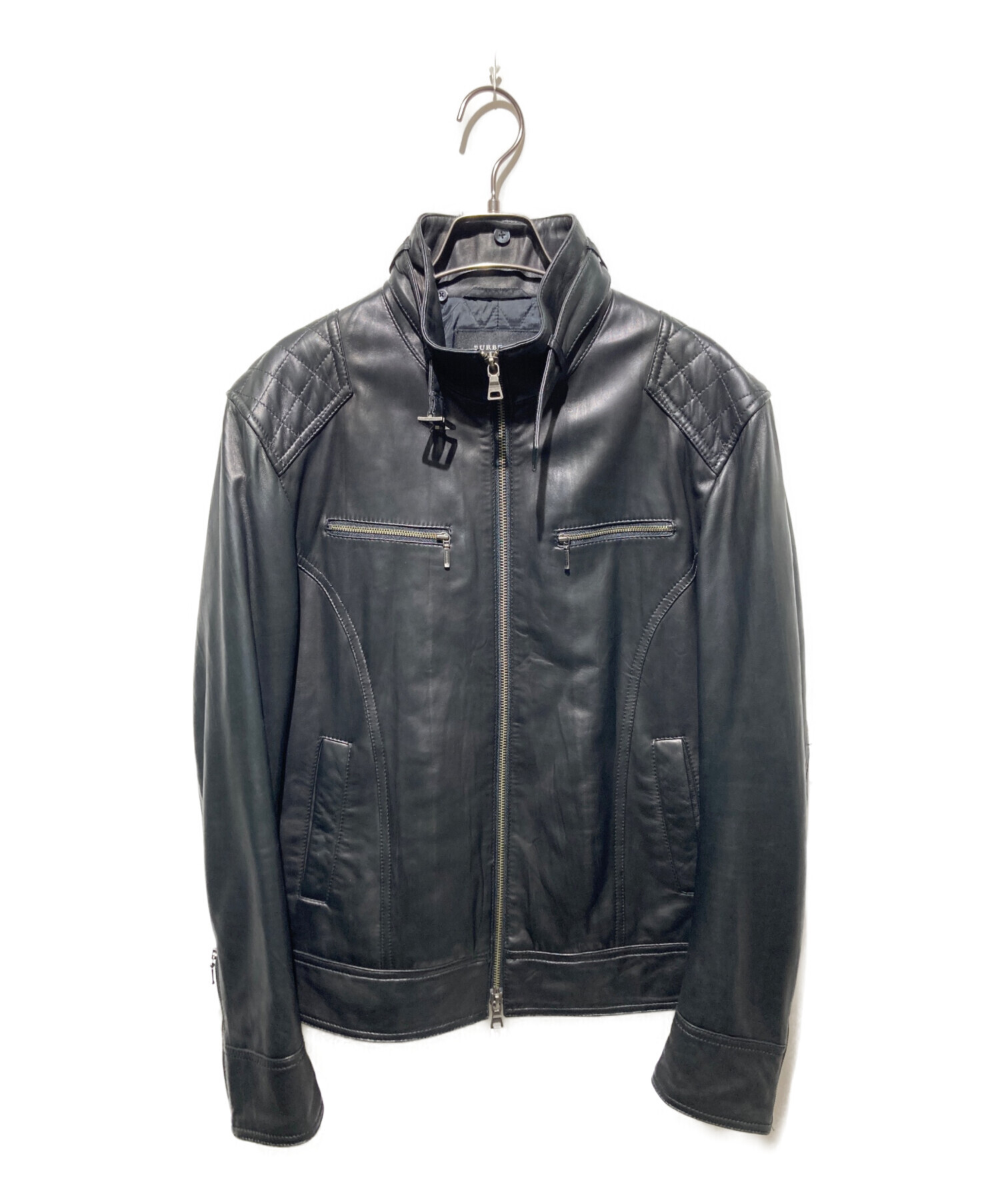 BURBERRY BLACK LABEL シングルライダースジャケット 羊革 中古・古着通販】BURBERRY BLACK LABEL (バーバリーブラックレーベル