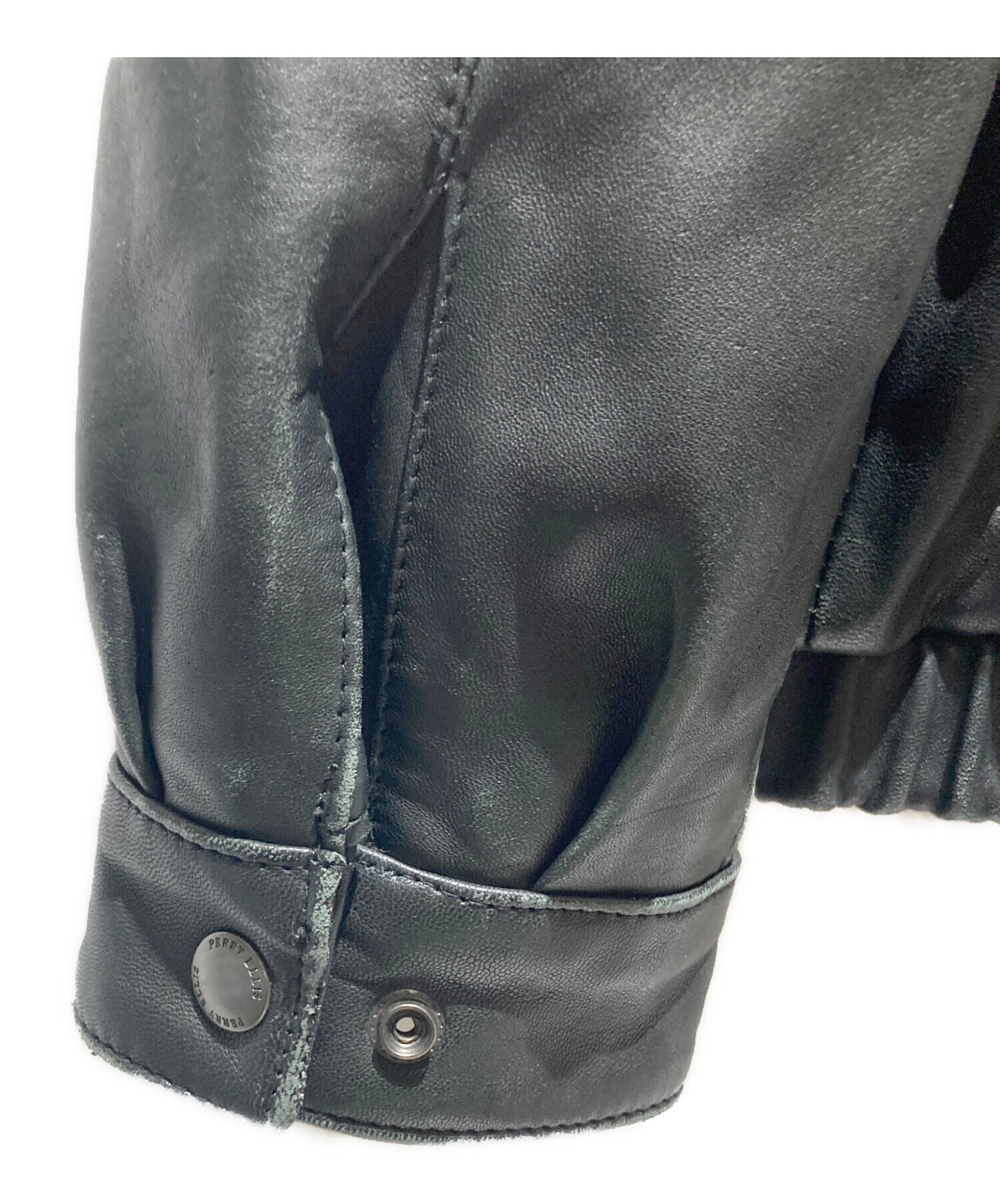 Y2K ペリーエリス ラムスキン レザー トラッカージャケット ブラック L 中古・古着通販】PERRY ELLIS PORTFOLIO (ペリーエリス) ラムスキン