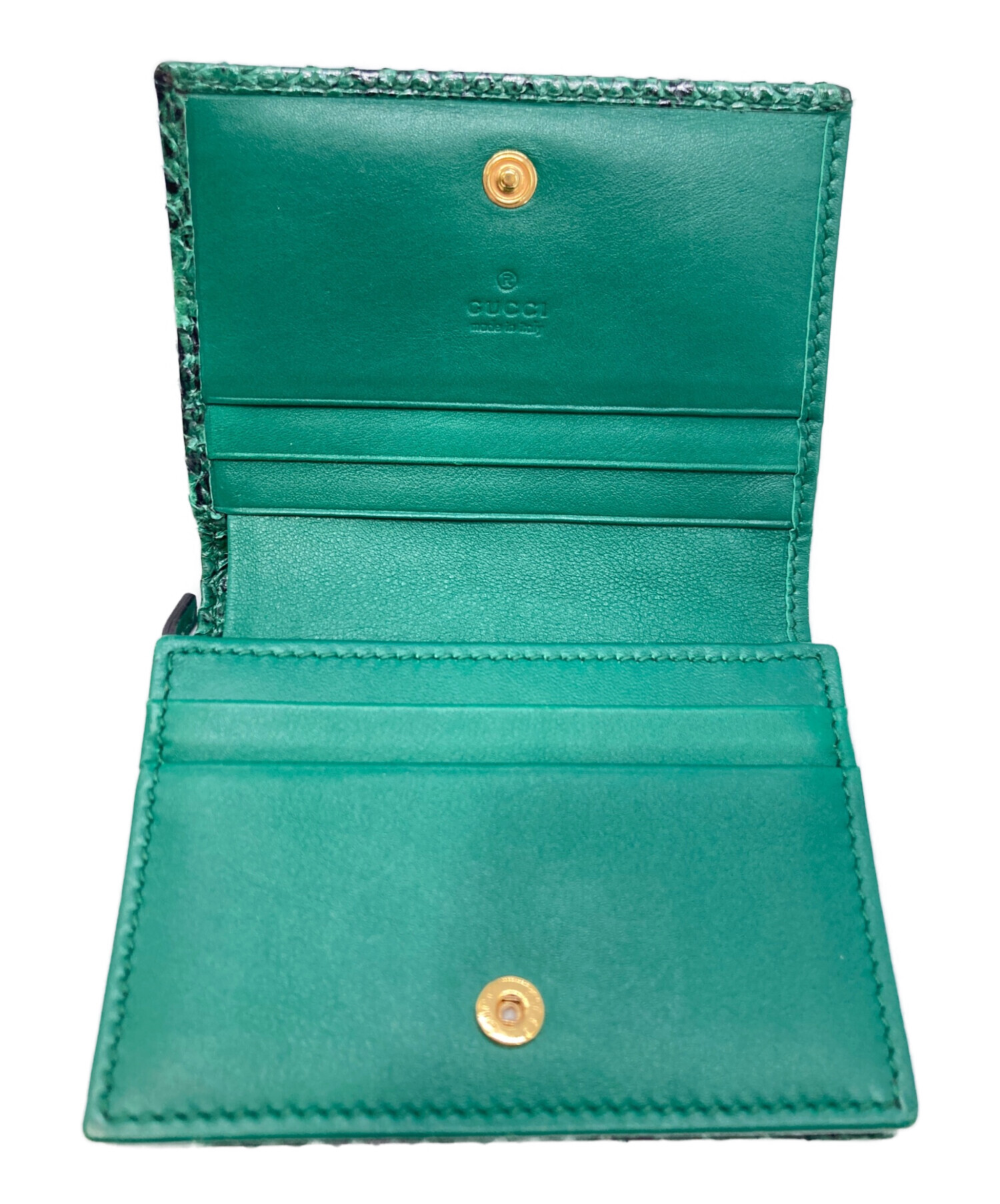 【希少】GUCCI グッチ パイソン ２つ折り コンパクトウォレット グリーン系 中古・古着通販】GUCCI (グッチ) GGマーモントコンパクトウォレット