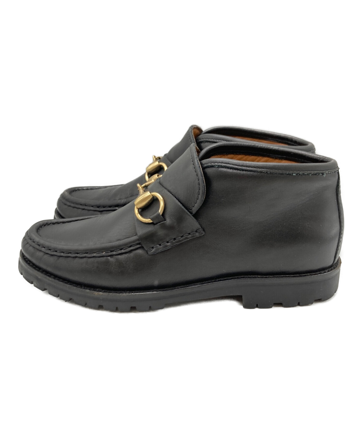 中古・古着通販】GUCCI (グッチ) ホースビットチャッカブーツ ブラック