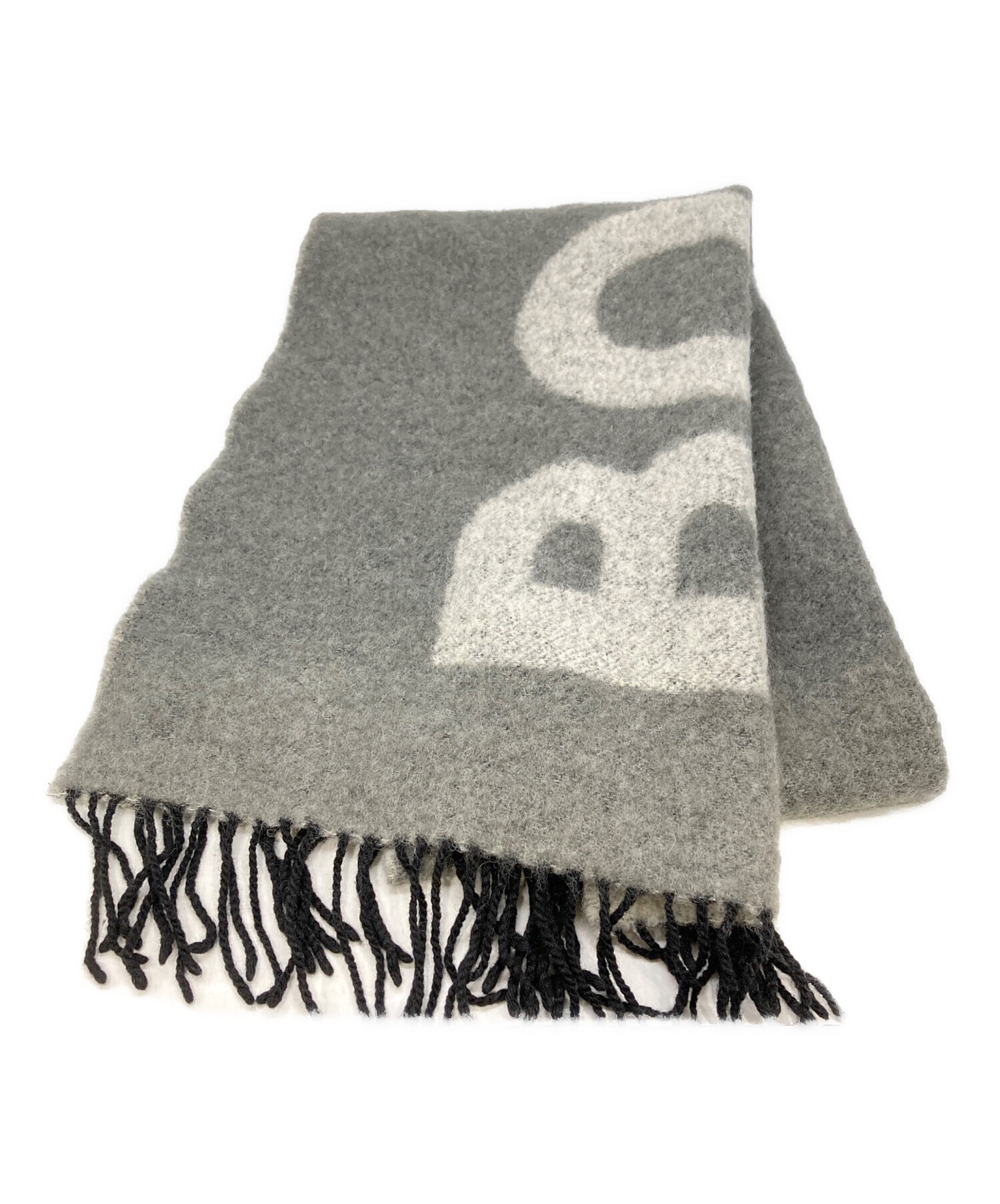 新品タグ付✨ HUGO BOSS マフラー カシミヤ 100% オリーブ 中古・古着通販】BOSS (ボス) 大判ロゴマフラー グレー｜ブランド