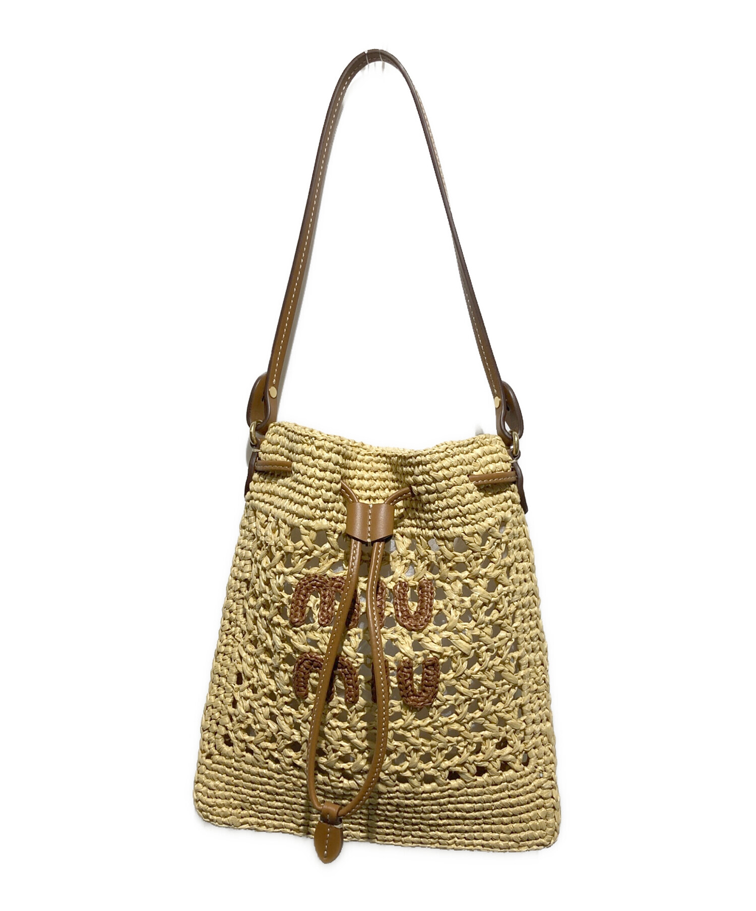【お値下げ】美品　miumiu ウーブンファブリックミニバッグ　ハンドバッグ 中古・古着通販】MIU MIU (ミュウミュウ) ウーブンファブリック ミニ