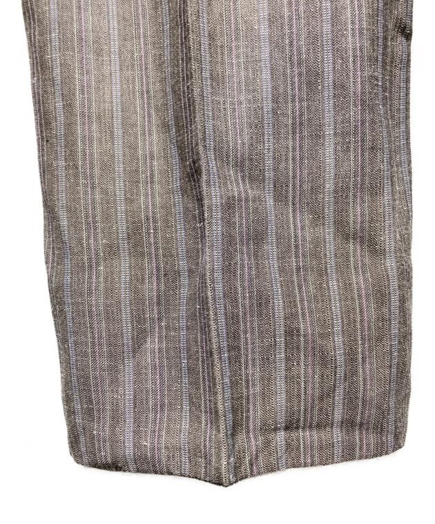 エトロ ETRO リネン スーツ 裏地シルク　ストライプ グレージュ 52 背抜 中古・古着通販】ETRO (エトロ) 裏地ストライプリネン混セットアップ
