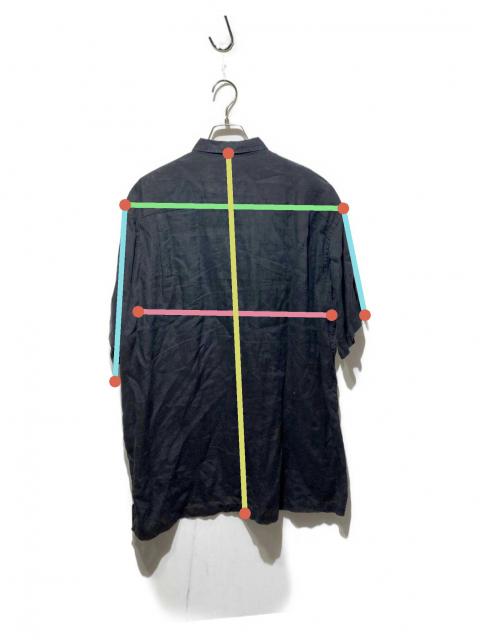 中古・古着通販】PAPAS (パパス) ロゴボタン半袖リネンシャツ ブラック