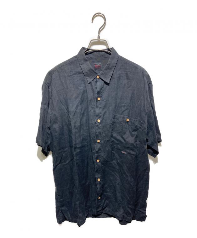 ★新品未使用★ 中古・古着通販】PAPAS (パパス) ロゴボタン半袖リネンシャツ ブラック