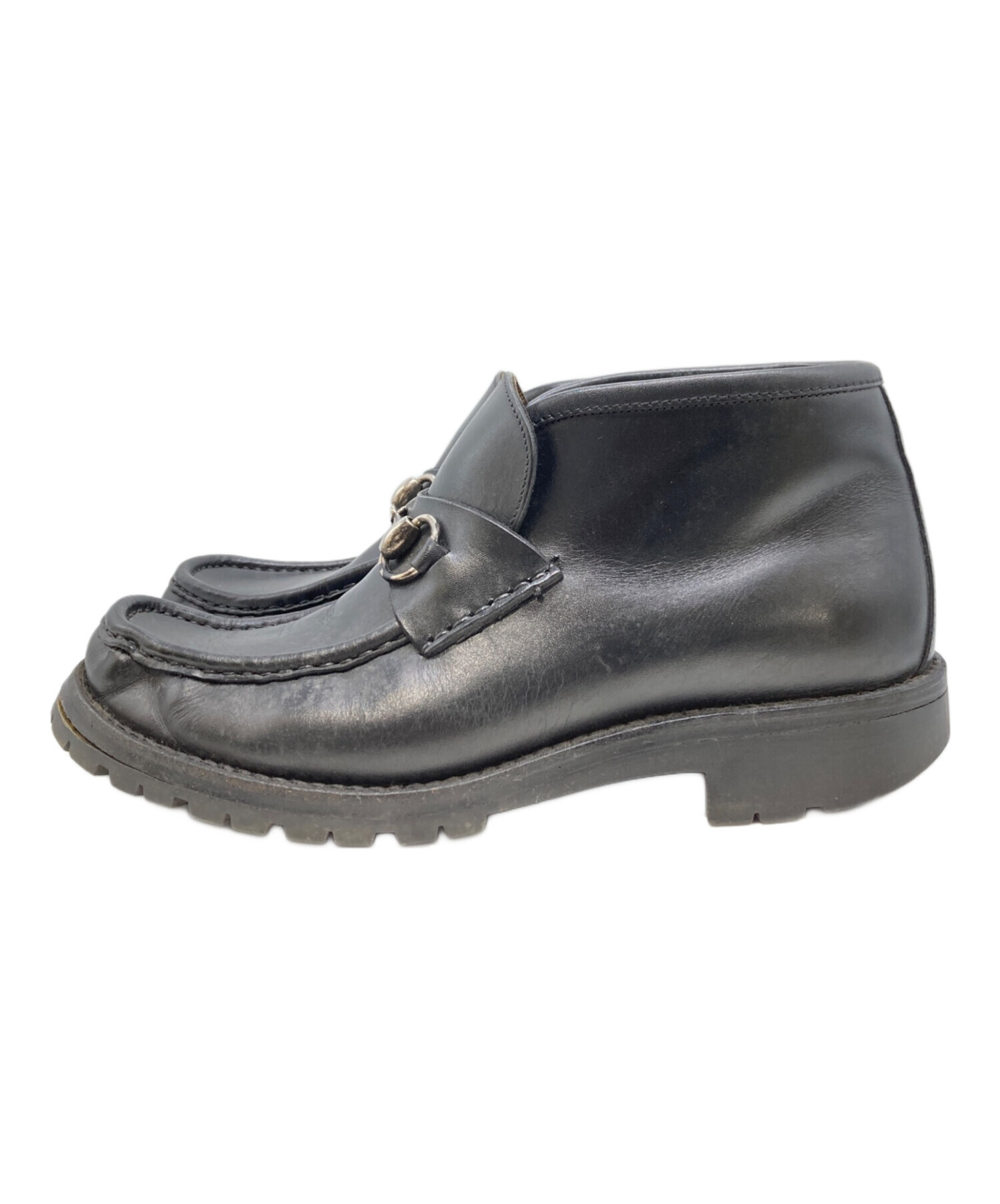 中古・古着通販】GUCCI (グッチ) ホースビットチャッカブーツ ブラック