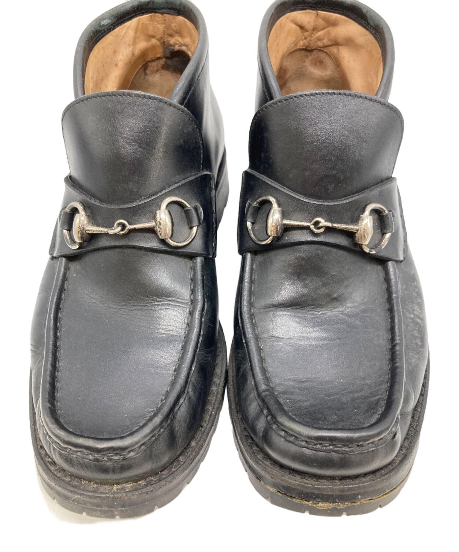 美品 GUCCI グッチ ホースビット レザー チャッカブーツ 中古・古着通販】GUCCI (グッチ) ホースビットチャッカブーツ ブラック