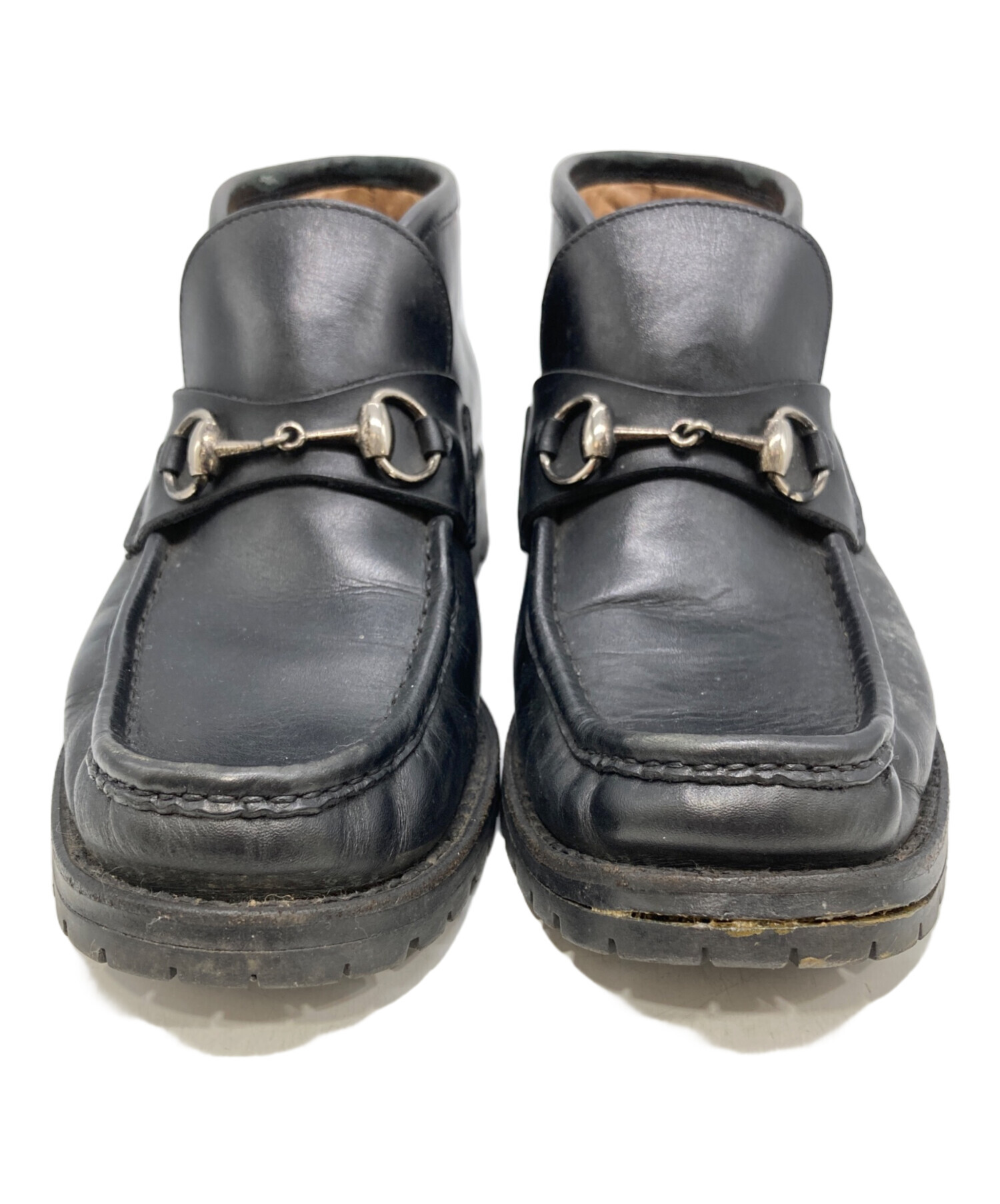 中古・古着通販】GUCCI (グッチ) ホースビットチャッカブーツ ブラック