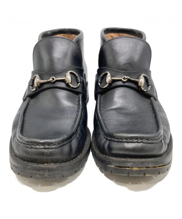 中古・古着通販】GUCCI (グッチ) ホースビットチャッカブーツ ブラック