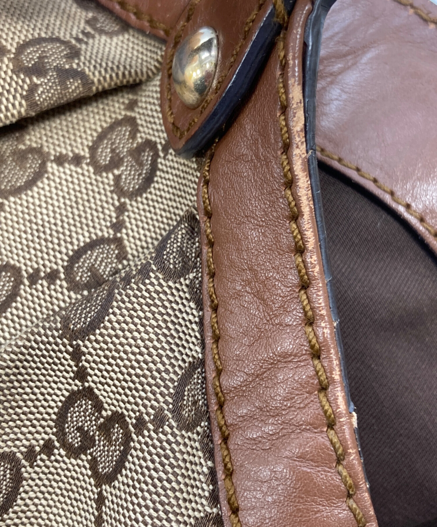 グッチ トートバッグ スーキー GG柄 キャンバス × レザー ブラウン 中古・古着通販】GUCCI (グッチ) スーキーGGキャンバストートバッグ