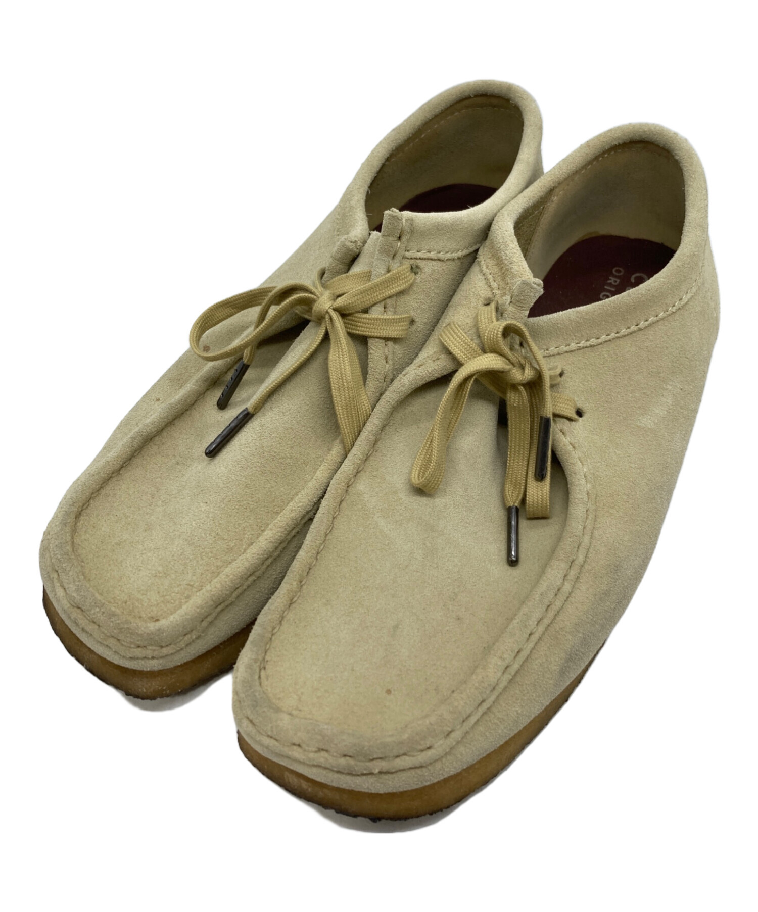 美品 クラークス ワラビー モカシンシューズ 24cm相当 ベージュ チェッカー 中古・古着通販】CLARKS (クラークス) ワラビーブーツ ベージュ サイズ
