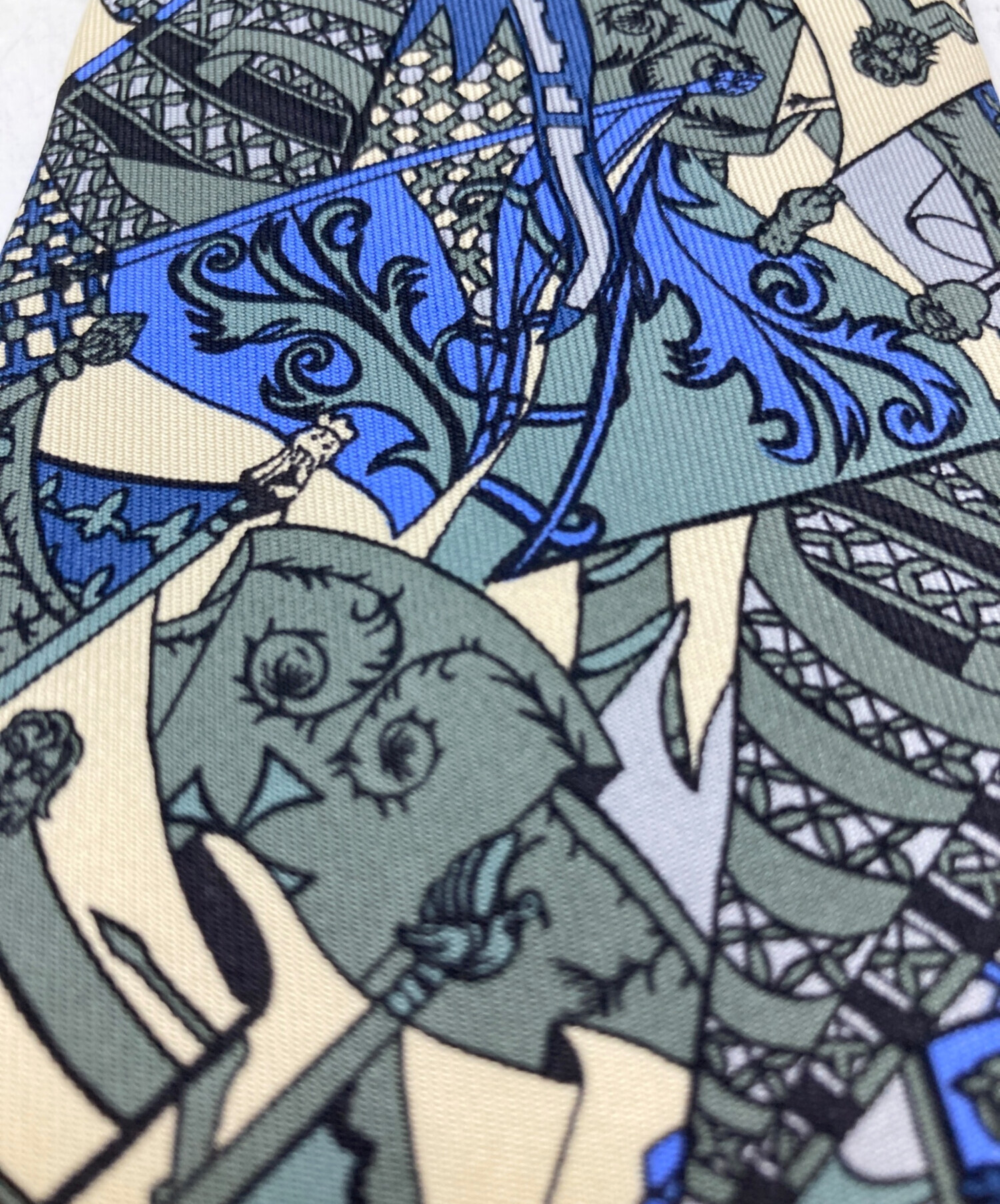 中古・古着通販】HERMES (エルメス) 総柄シルクネクタイ ブルー サイズ