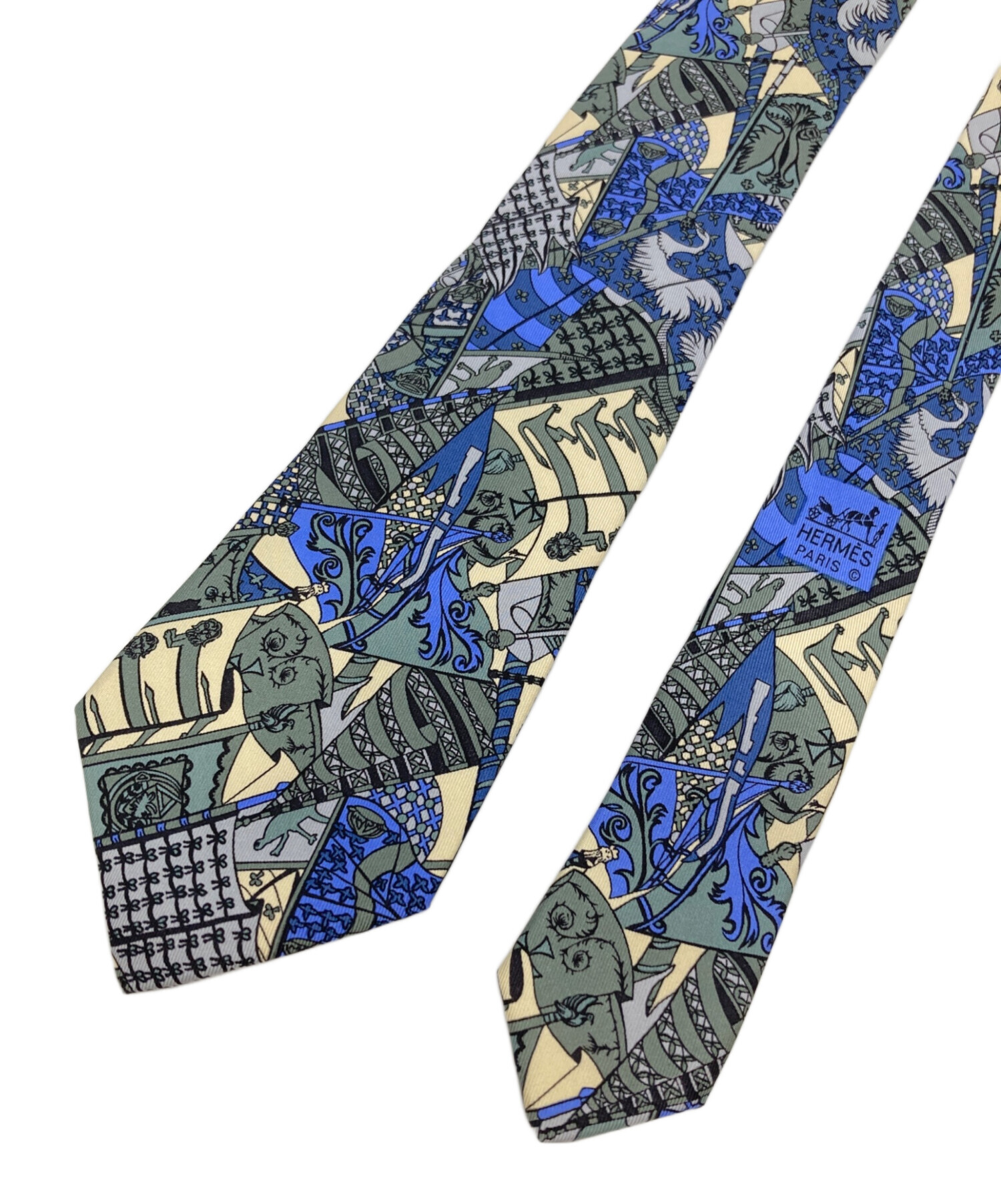 中古・古着通販】HERMES (エルメス) 総柄シルクネクタイ ブルー サイズ