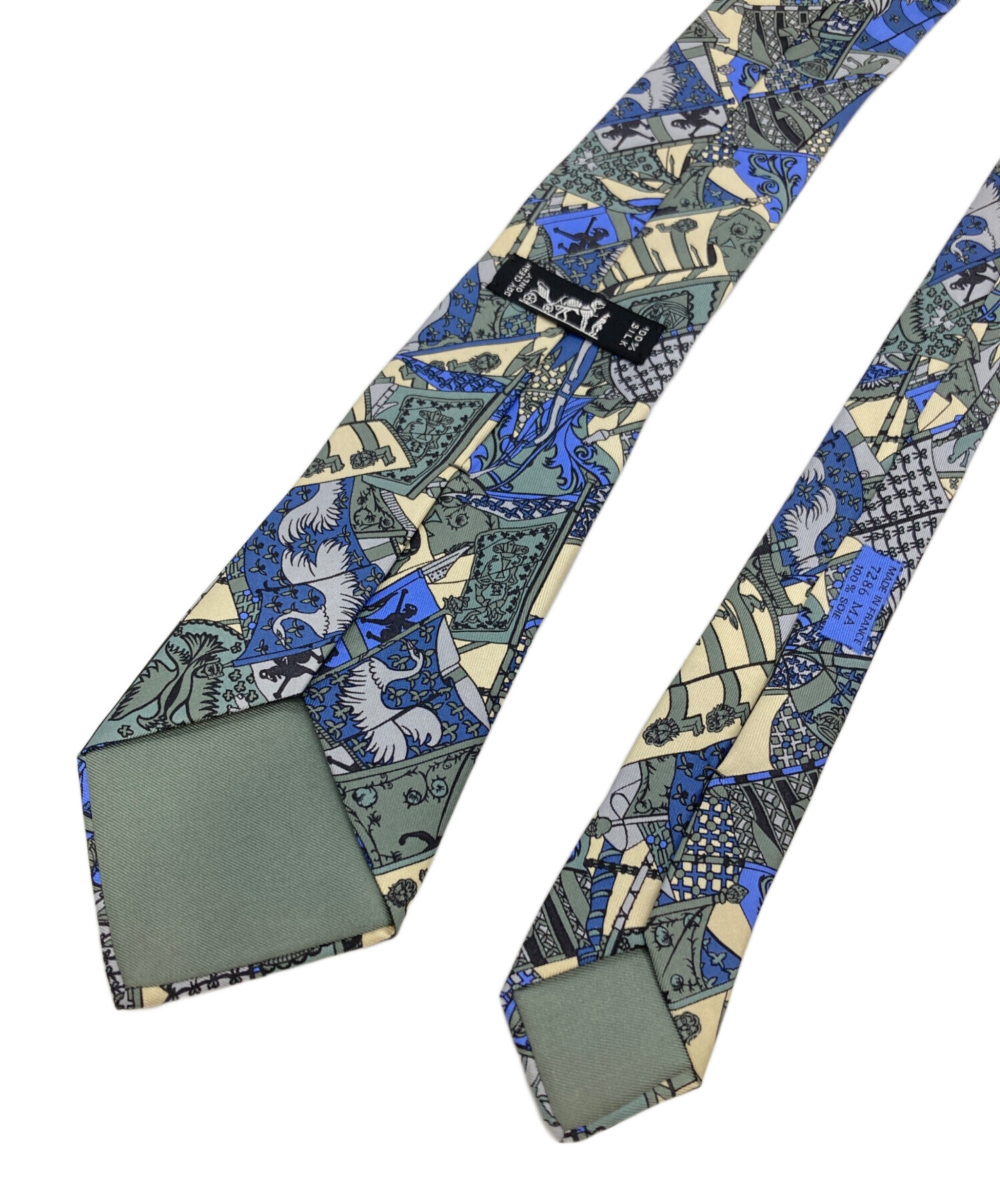 未使用品▲HERMES エルメス 626088 シルク100％ GREY REEF シャーク 総柄 ネクタイ ブルー フランス製 正規品 メンズ 中古・古着通販】HERMES (エルメス) 総柄シルクネクタイ ブルー サイズ