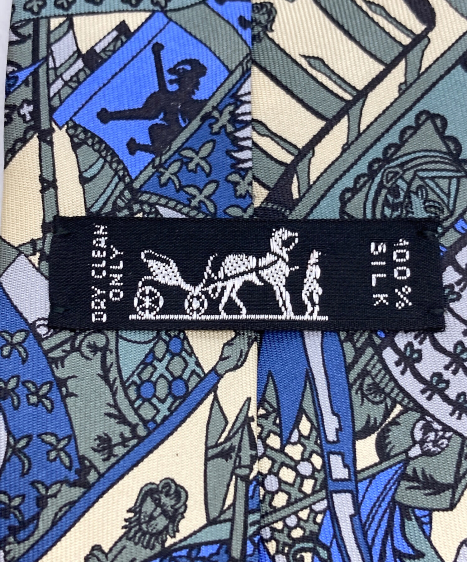 中古・古着通販】HERMES (エルメス) 総柄シルクネクタイ ブルー サイズ