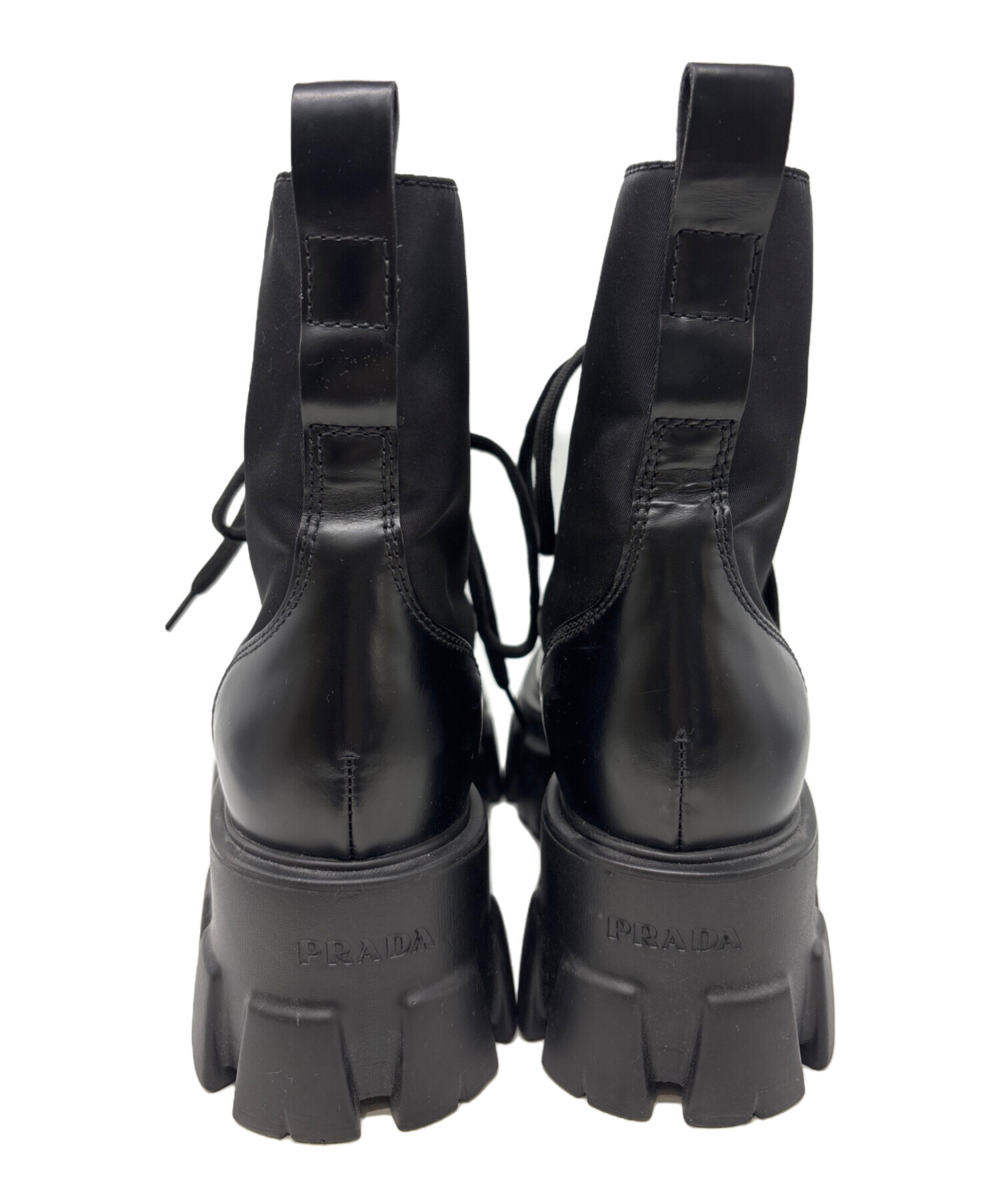 中古・古着通販】PRADA (プラダ) モノリスコンバットブーツ ブラック