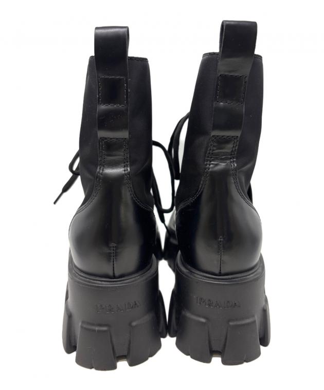 中古・古着通販】PRADA (プラダ) モノリスコンバットブーツ ブラック