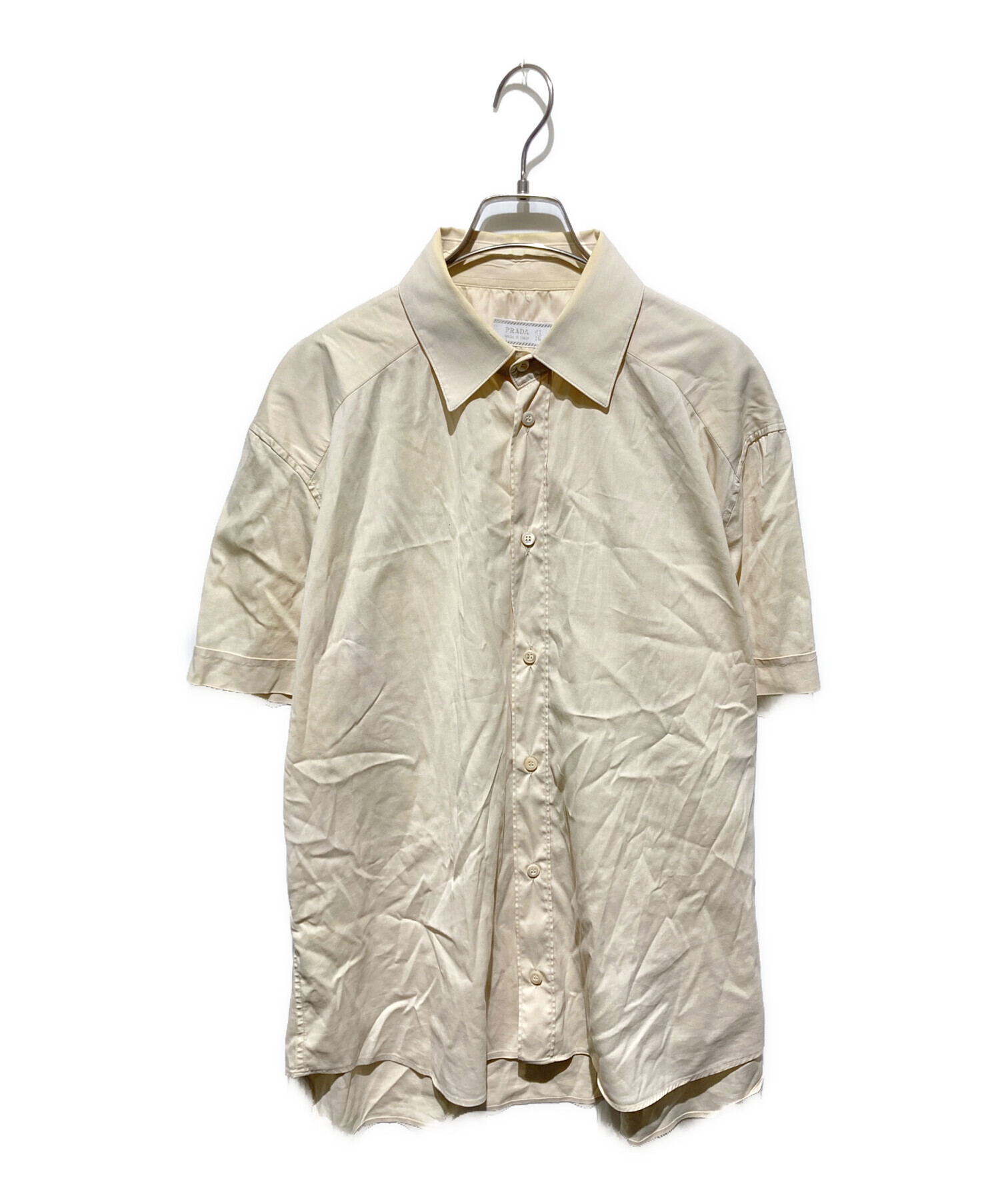 【未使用】半袖シャツ ブラウス プラダ 中古・古着通販】PRADA (プラダ) 半袖シャツ アイボリー サイズ:42/16