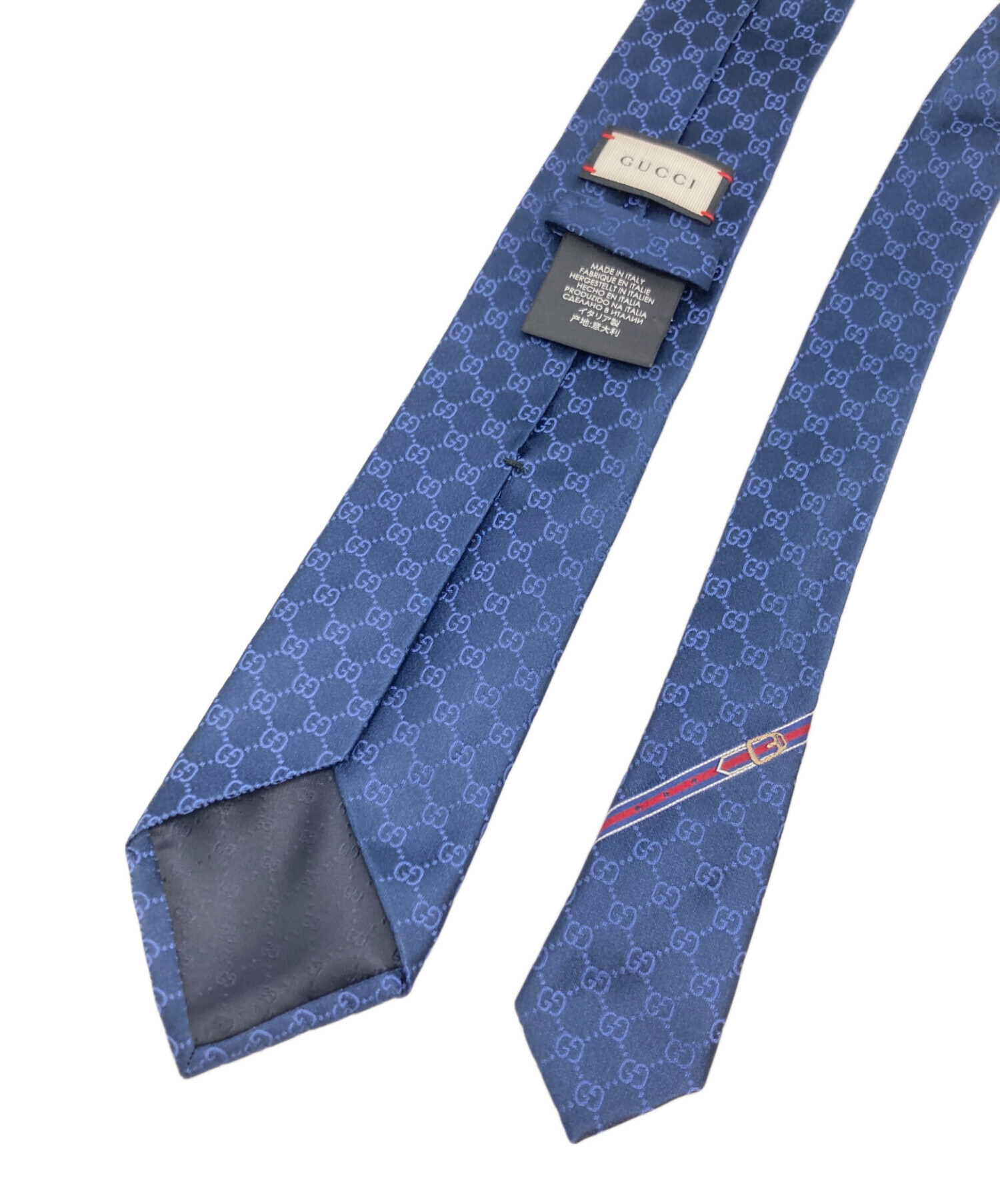 GUCCI 総柄ネクタイ 未使用品 中古・古着通販】GUCCI (グッチ) GGロゴネクタイ ネイビー サイズ:FREE