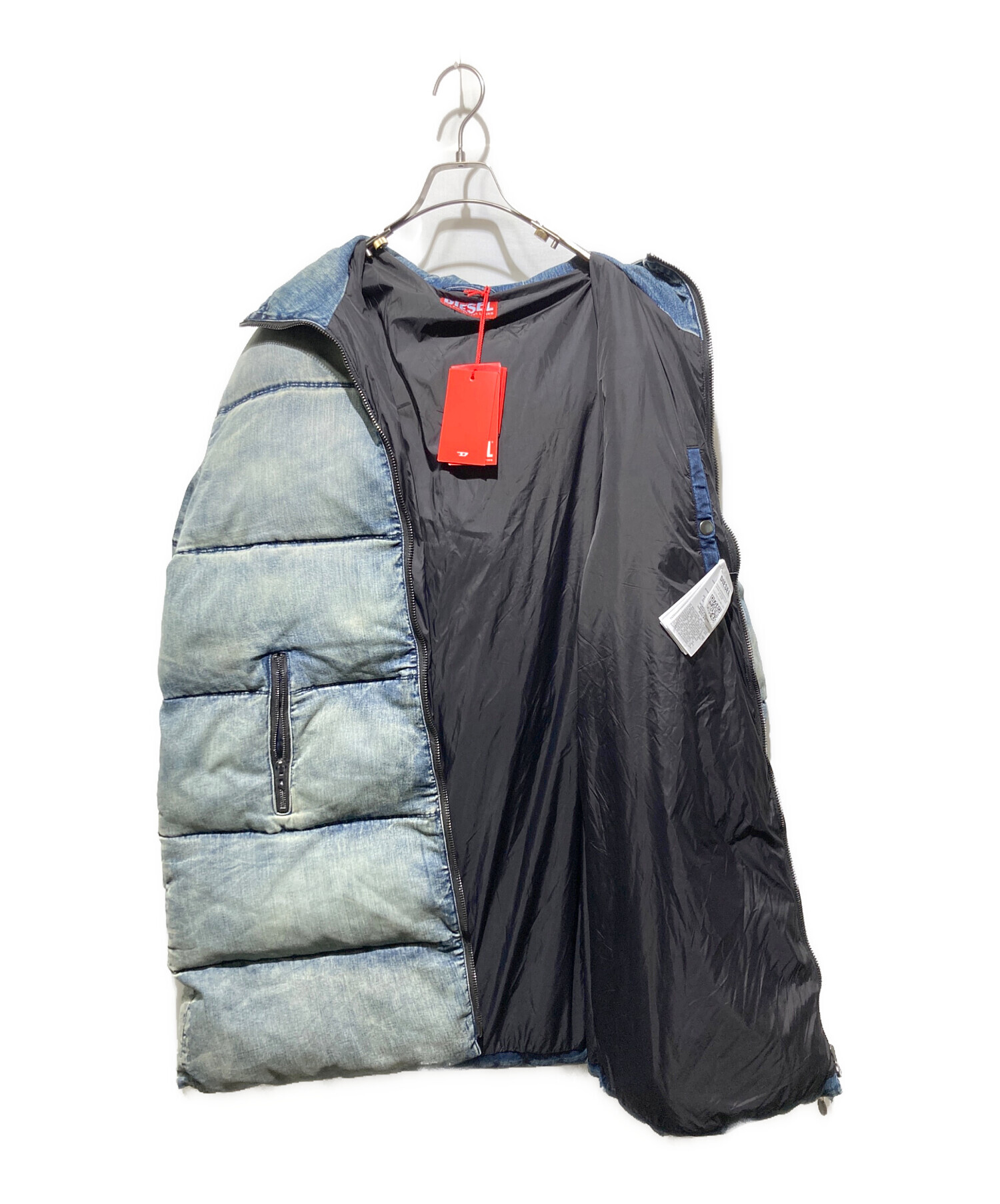DIESEL W-MONS LONG JACKET デニム ダウンコート 中古・古着通販】DIESEL (ディーゼル) W-MONS LONG JACKET インディゴ