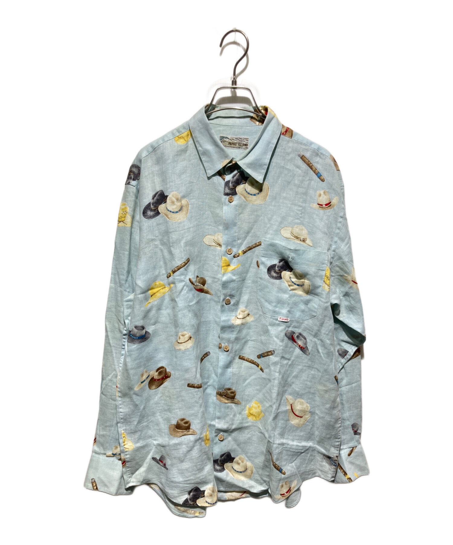中古・古着通販】PAPAS ISLAND (パパス アイランド) 総柄シャツ ブルー
