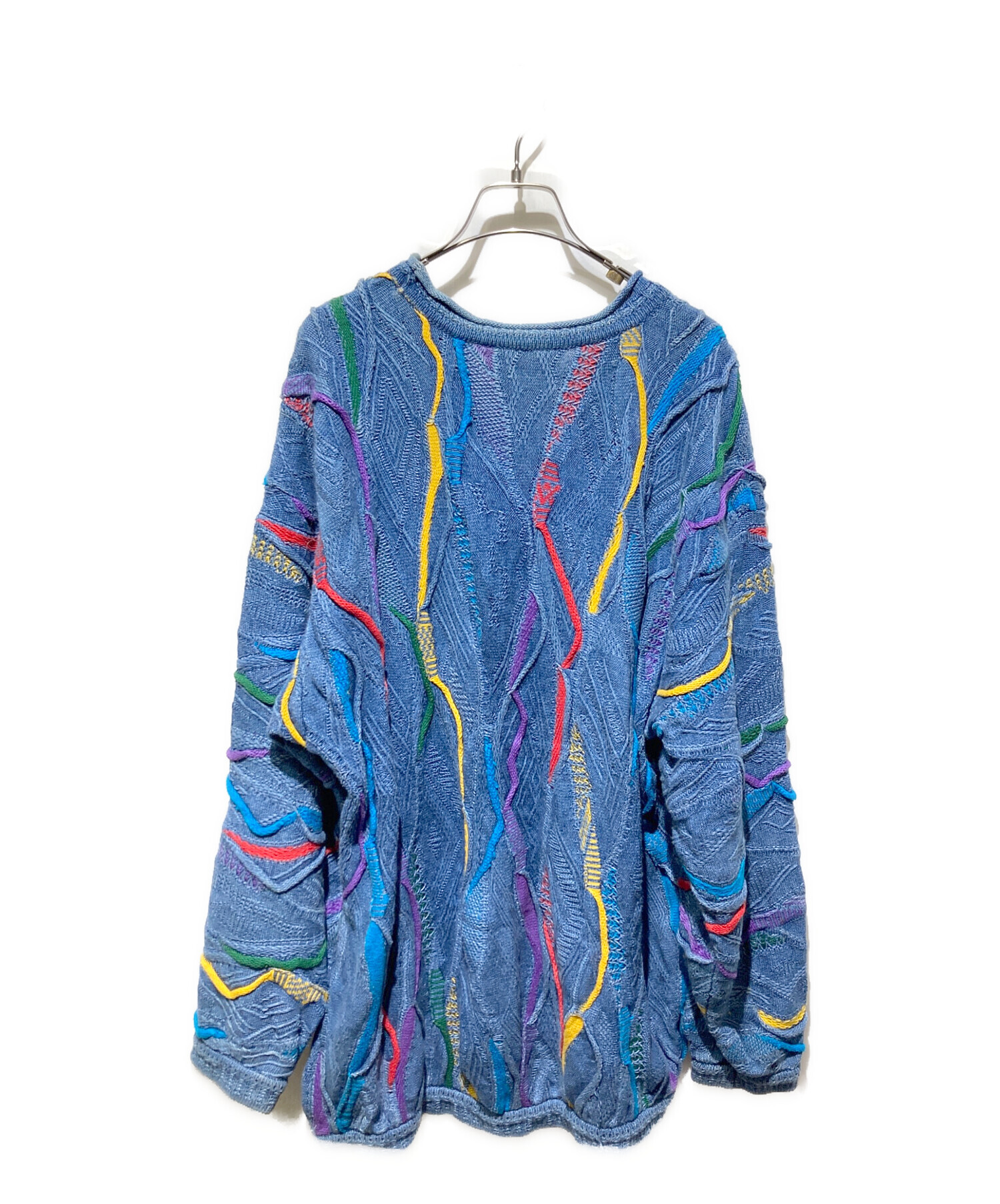 COOGI(クージー)3D 総柄 長袖ニット ブルー 青 ヴィンテージ 派手 M 中古・古着通販】Coogi (クージー) 3Dニット ブルー サイズ:L