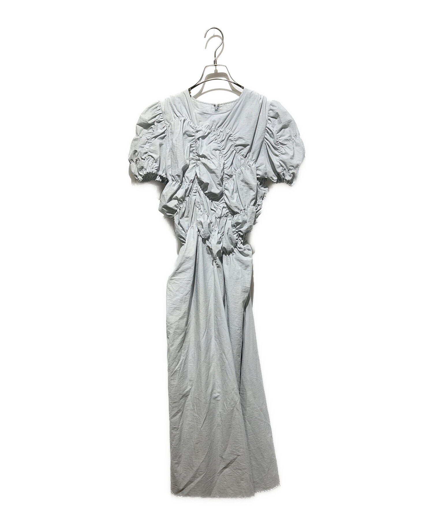 中古・古着通販】AMERI (アメリ) BUMPY GATHER FLARE DRESS ブルー