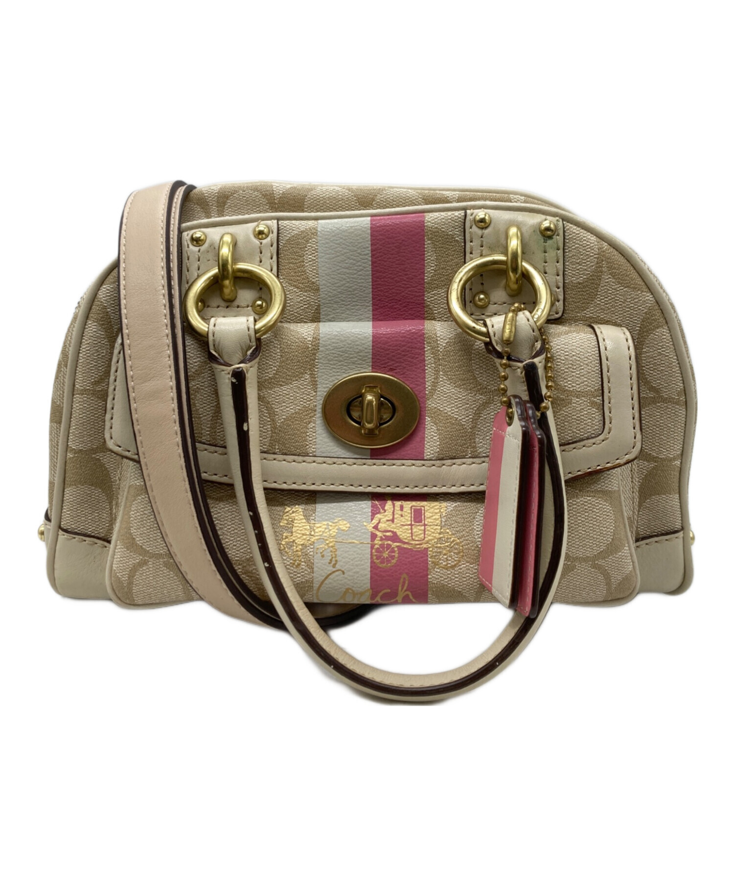 中古・古着通販】COACH (コーチ) ヘリテージ ストライプ ハンドバッグ