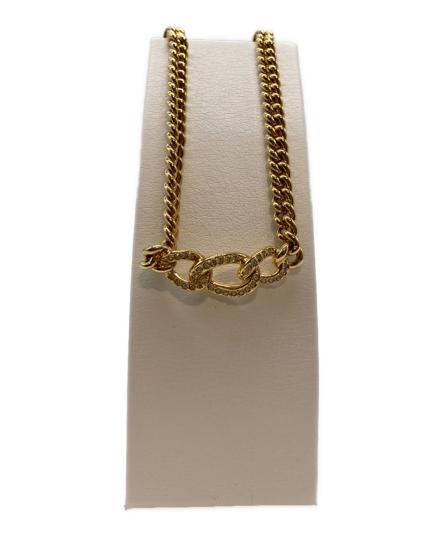 ＋Dior ディオール　ゴールド　チェーンネックレス　ラインストーン　パール付き 中古・古着通販】Christian Dior (クリスチャン ディオール) ライン