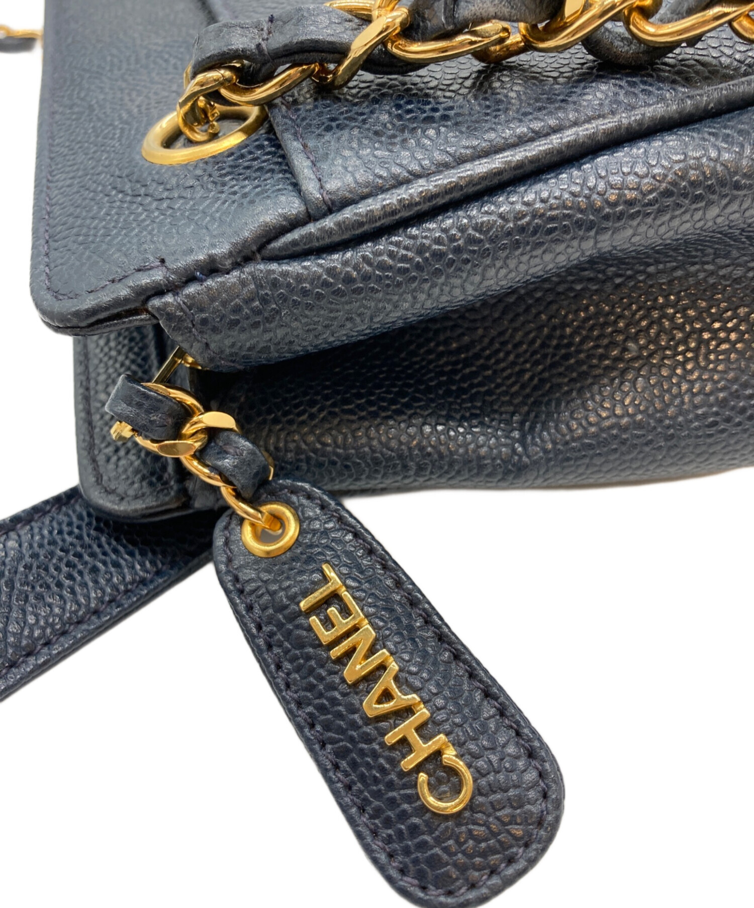 中古・古着通販】CHANEL (シャネル) キャビアスキンチェーンショルダー