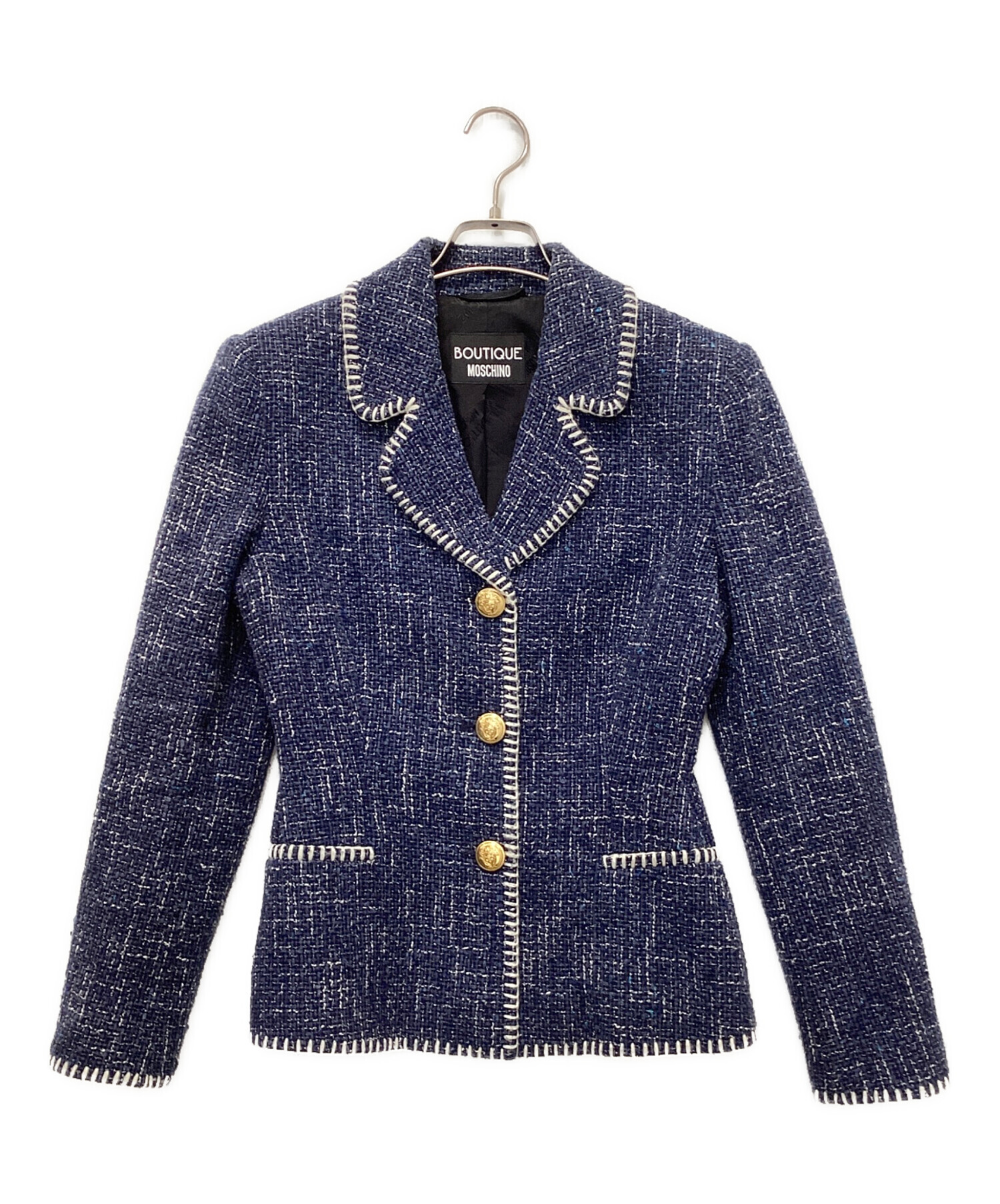 【希少】MOSCHINO モスキーノ　ミックスツイード　ジャケット　フリル　L MOSCHINO モスキーノ ミックスツイード ジャケット フリル L