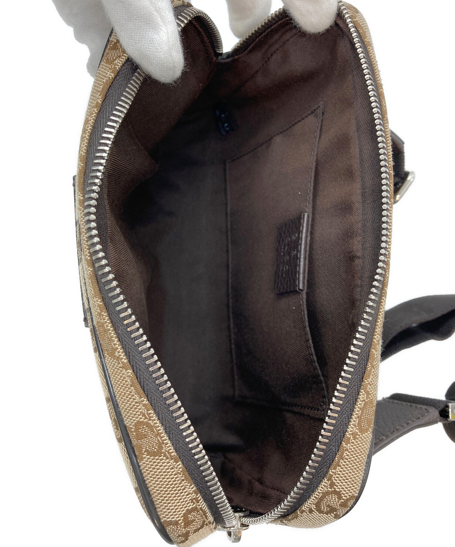 中古・古着通販】GUCCI (グッチ) GGキャンバス ボディバッグ ベージュ