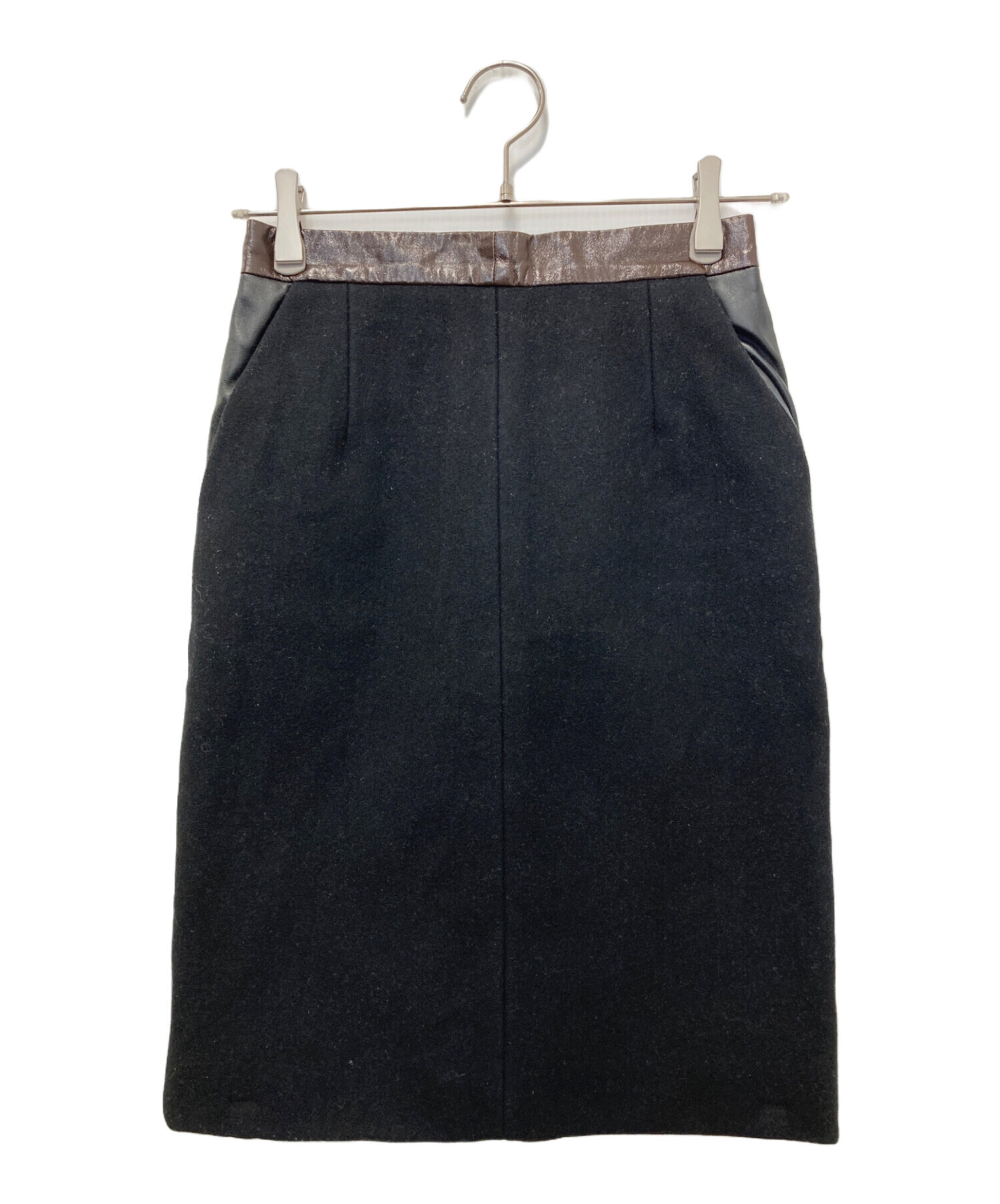 中古・古着通販】CELINE (セリーヌ) ウール切替スカート ブラック 