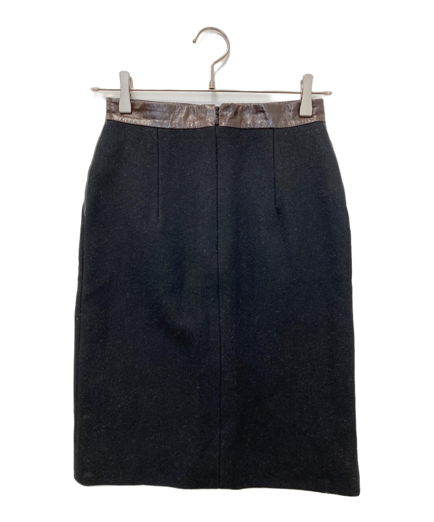 中古・古着通販】CELINE (セリーヌ) ウール切替スカート ブラック