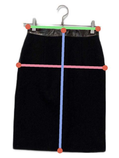 中古・古着通販】CELINE (セリーヌ) ウール切替スカート ブラック