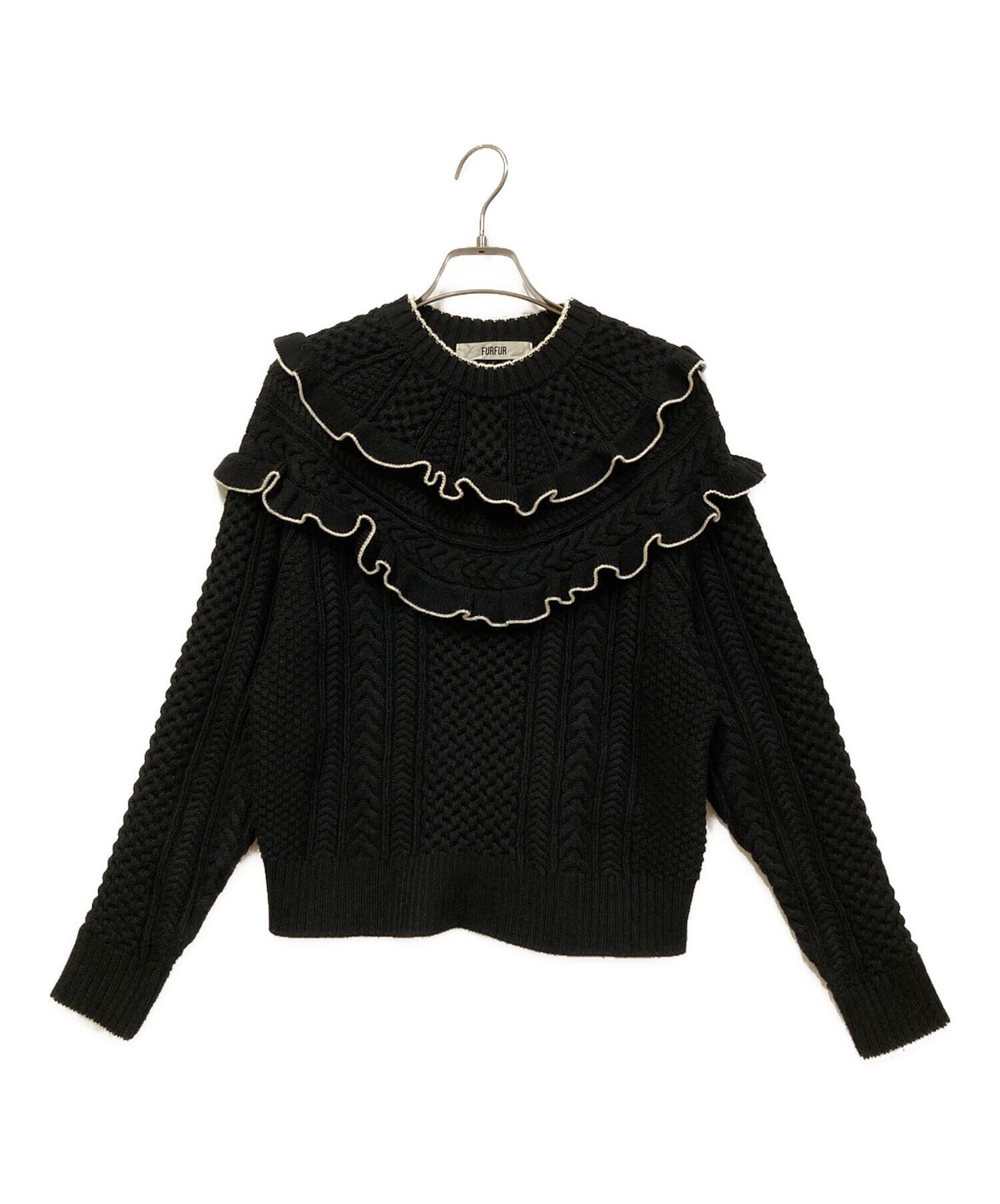 中古・古着通販】FURFUR (ファーファー) フリルヨークケーブルセーター 