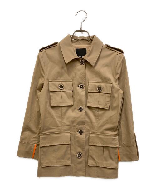 美品 PINKO ピンコ イタリア製 チェック ノーカラー ツイードジャケット ツイードノーカラーミドル ジャケット （ノーカラージャケット