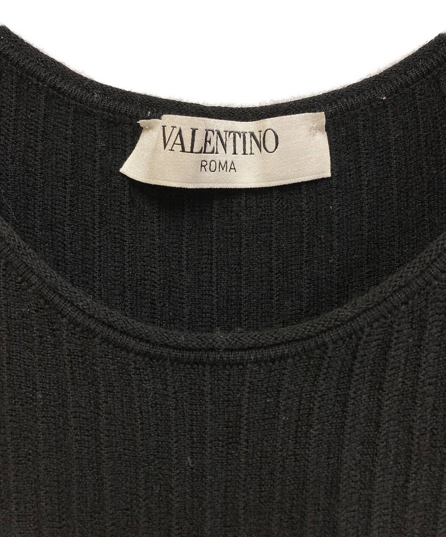 バレンチノローマ VALENTINO ROMA 半袖セーター サイズ42 L 黒 レディース ハイネック トップス VALENTINO ROMA(バレンチノローマ) 半袖セーター サイズXL レディース