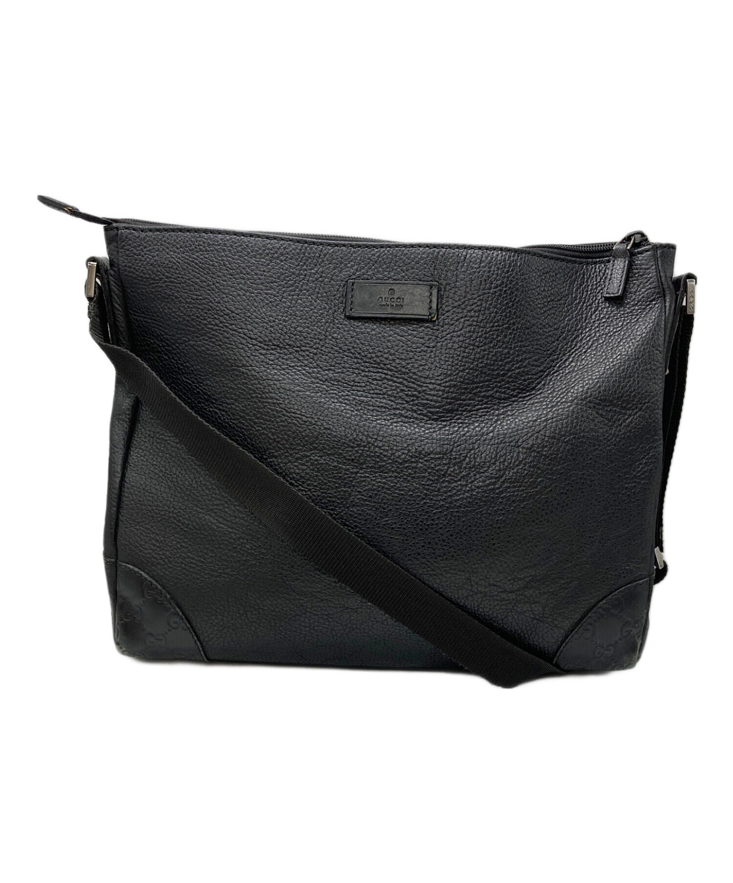 中古・古着通販】GUCCI (グッチ) レザーショルダーバッグ ブラック 