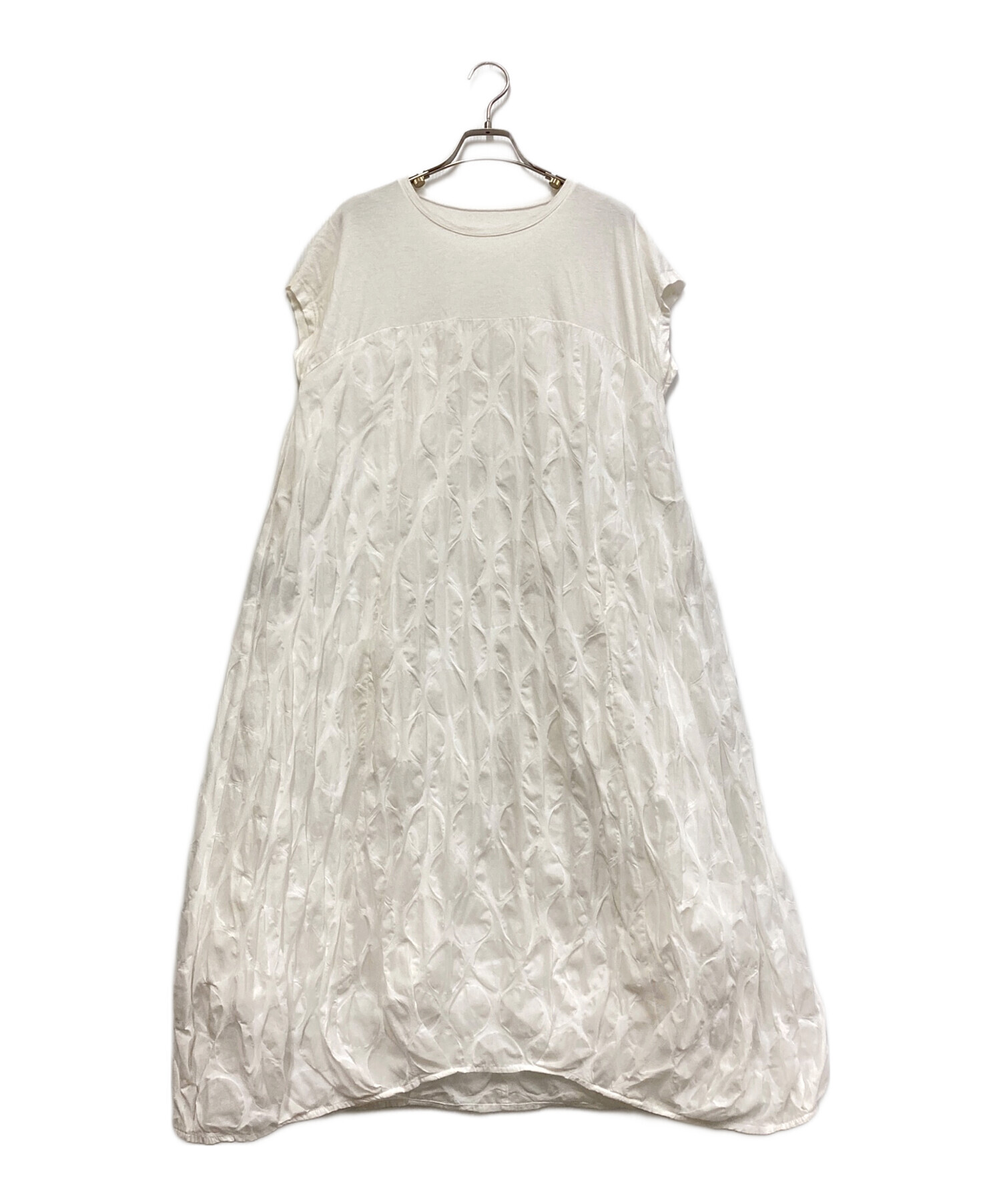 BEARDSLEY (ビアズリー) コットン ドットリップルワンピース ホワイト サイズ:S レディース ノースリーブワンピース 中古・古着