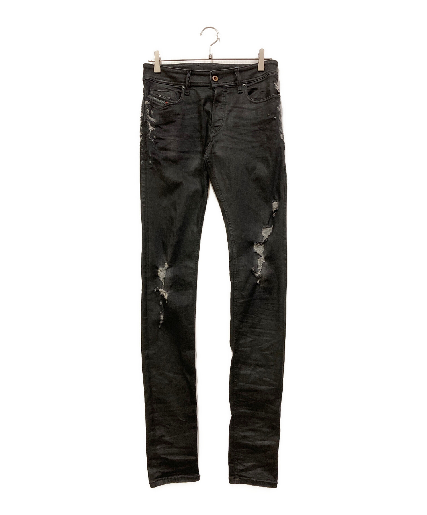 中古・古着通販】DIESEL (ディーゼル) ダメージデニムパンツ ブラック 