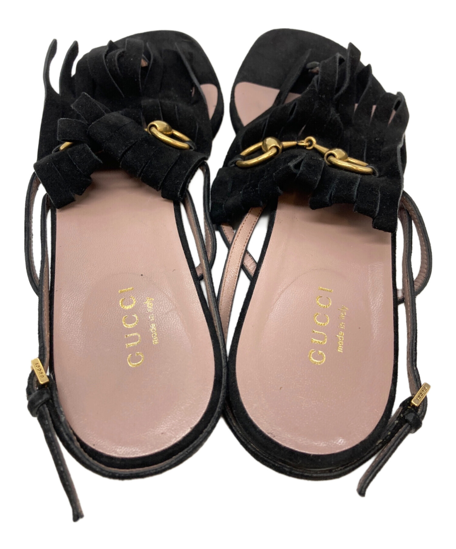 中古・古着通販】GUCCI (グッチ) フリンジサンダル ブラック サイズ 