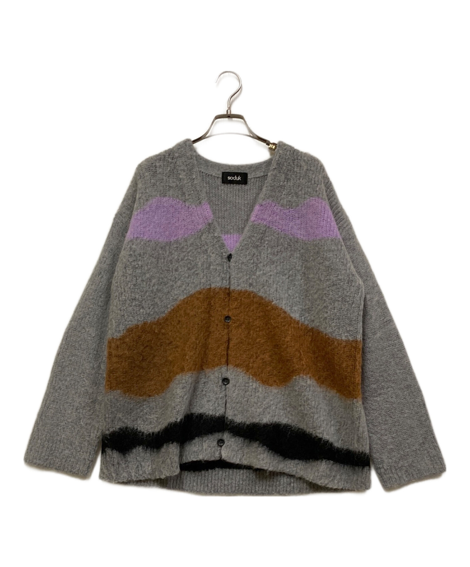 中古・古着通販】soduk (スドーク) drawing knit cardigan グレー