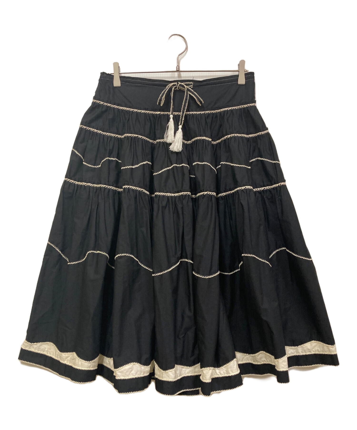 KANEKO ISAO ティアードスカート フリル ロングスカート 黒 KANEKO