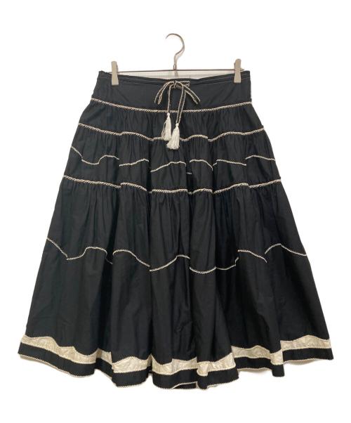 カネコイサオ 生成 ピンタック ピコフリル使い スカート/クリーニング済み カネコイサオ 生成 ピンタック ピコルリル使い スカート