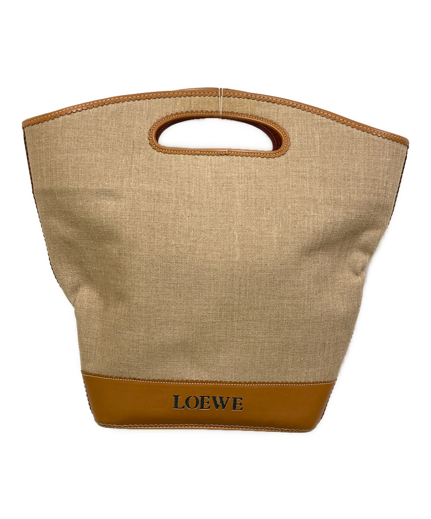 中古・古着通販】LOEWE (ロエベ) リネンハンドバッグ ベージュ サイズ 