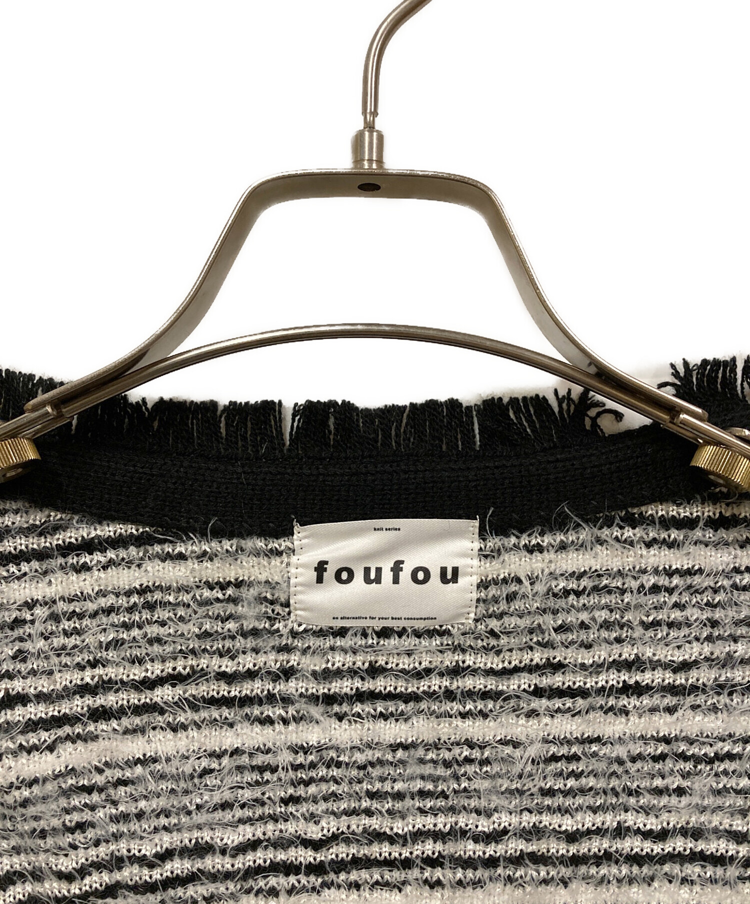 美品　foufou / フーフー ニットツィードノーカラージャケット 中古・古着通販】foufou (フーフー) ニットツイードノーカラー